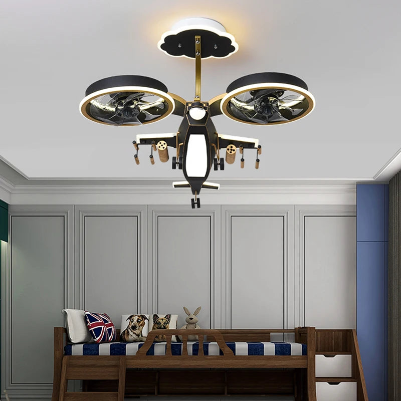 ChandeliersDecor.com-Kids Room Nursery Lighting-Fighter Combat Helicopter Ceiling Light for Kids Room