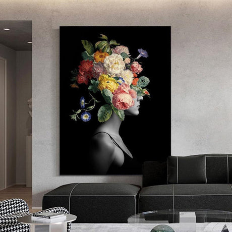 ChandeliersDecor.com-Wall Posters-Flower Women Canvas Wall Art - Stunning Floral Art