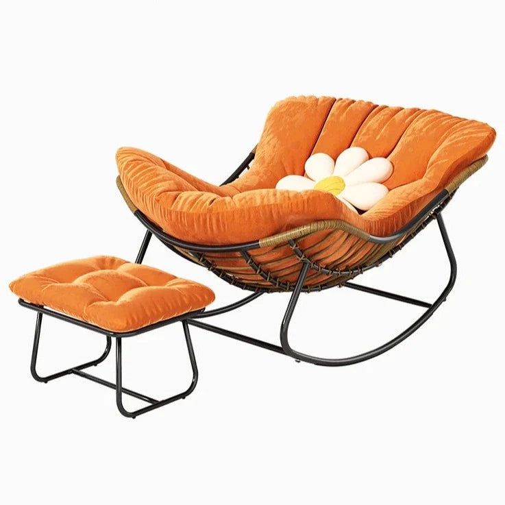 ChandeliersDecor.com-Sofa Chairs and Stools-Fluffy Elastic Lumbar Support Floor Rocking Chair