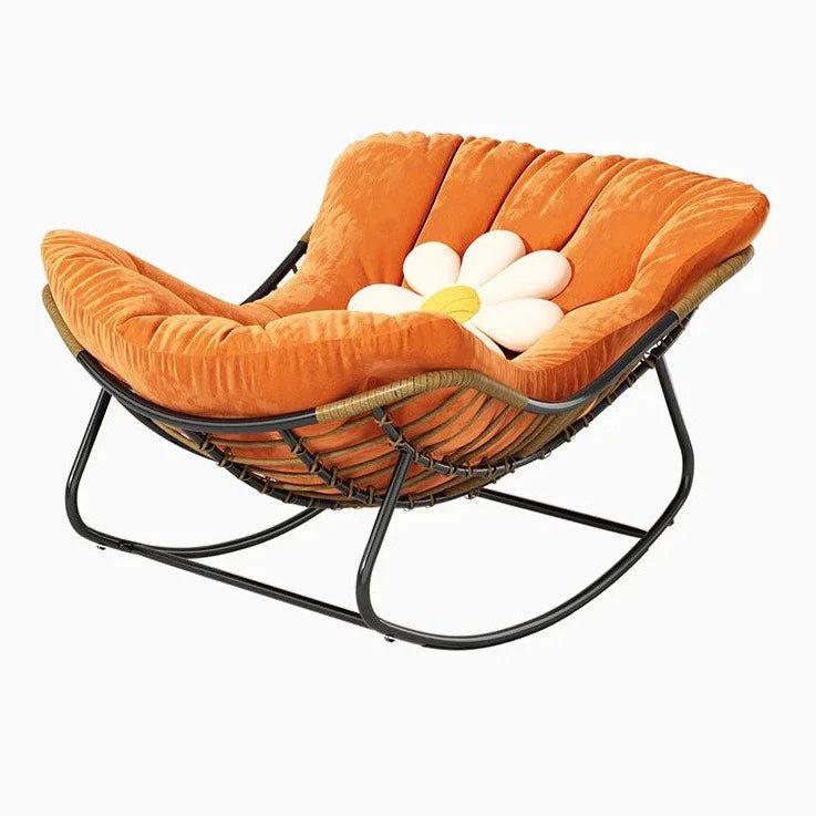 ChandeliersDecor.com-Sofa Chairs and Stools-Fluffy Elastic Lumbar Support Floor Rocking Chair