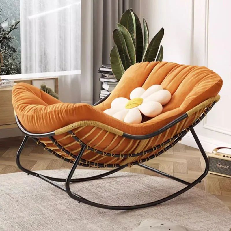 ChandeliersDecor.com-Sofa Chairs and Stools-Fluffy Elastic Lumbar Support Floor Rocking Chair