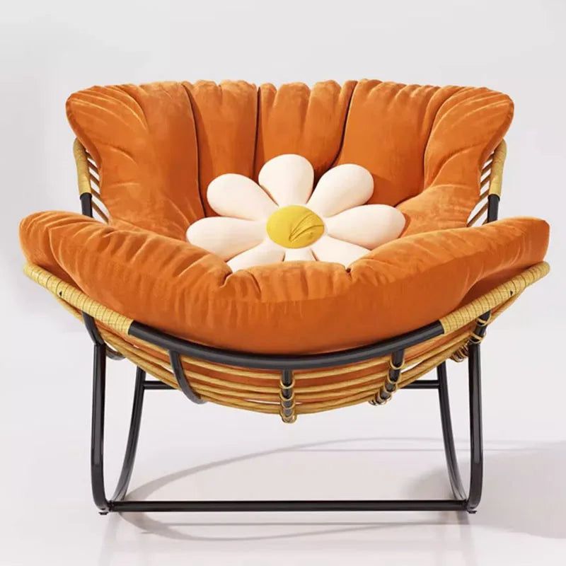 ChandeliersDecor.com-Sofa Chairs and Stools-Fluffy Elastic Lumbar Support Floor Rocking Chair
