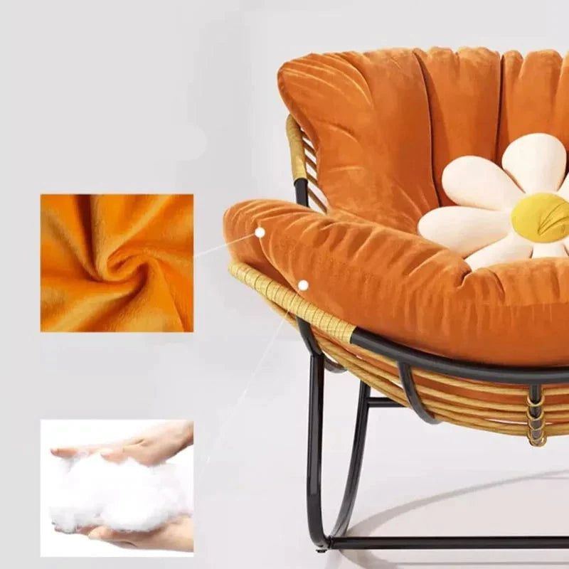 ChandeliersDecor.com-Sofa Chairs and Stools-Fluffy Elastic Lumbar Support Floor Rocking Chair