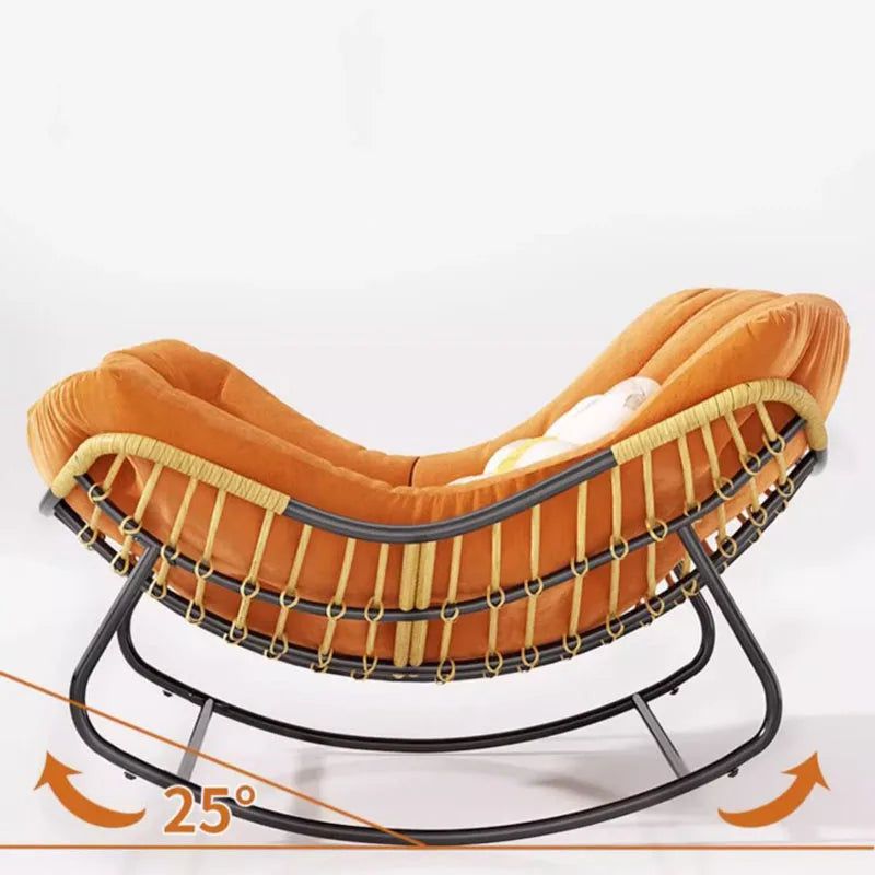 ChandeliersDecor.com-Sofa Chairs and Stools-Fluffy Elastic Lumbar Support Floor Rocking Chair