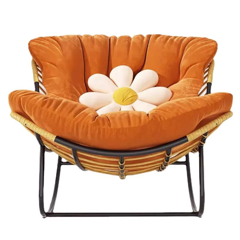 ChandeliersDecor.com-Sofa Chairs and Stools-Fluffy Elastic Lumbar Support Floor Rocking Chair
