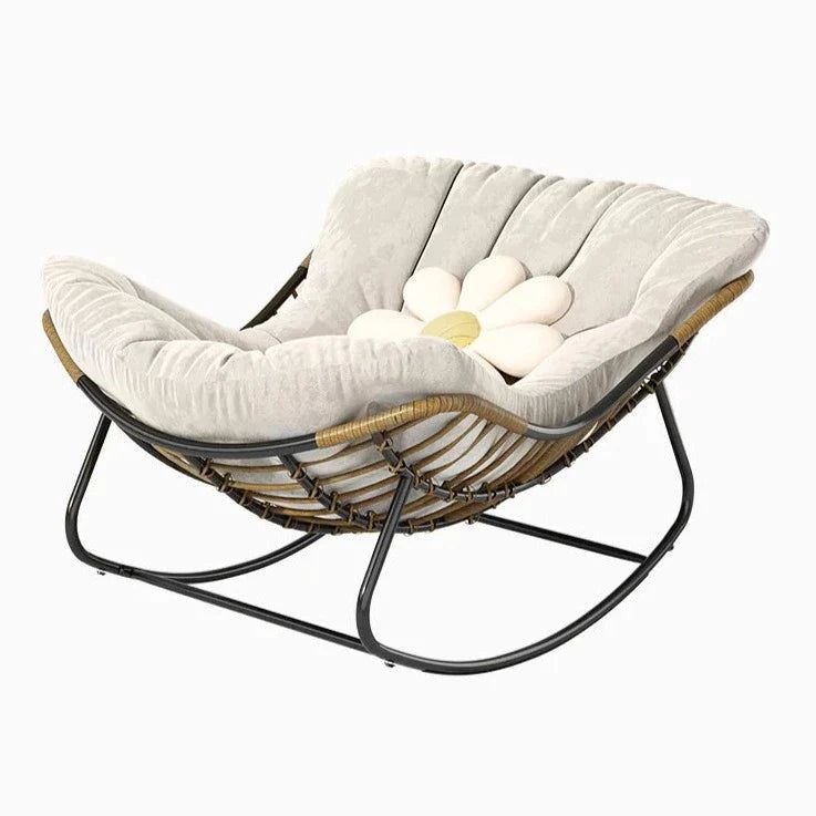 ChandeliersDecor.com-Sofa Chairs and Stools-Fluffy Elastic Lumbar Support Floor Rocking Chair