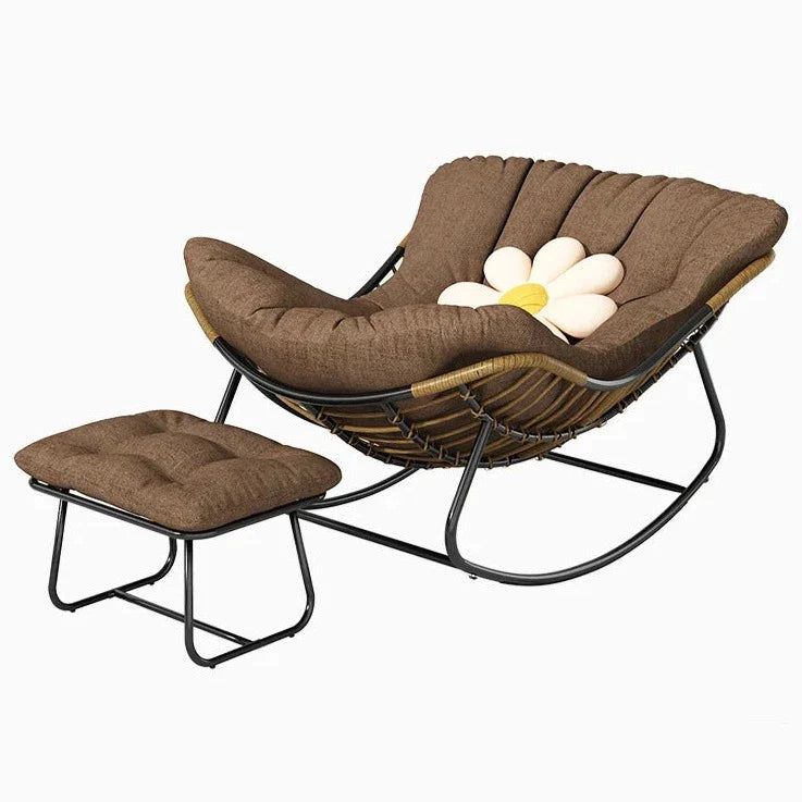 ChandeliersDecor.com-Sofa Chairs and Stools-Fluffy Elastic Lumbar Support Floor Rocking Chair