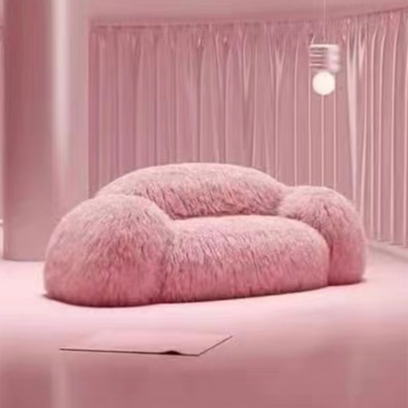 ChandeliersDecor.com-Sofa Set-Fluffy Furr 3 Seater Sofa Stretch Recliner Lazy Lounge Couch
