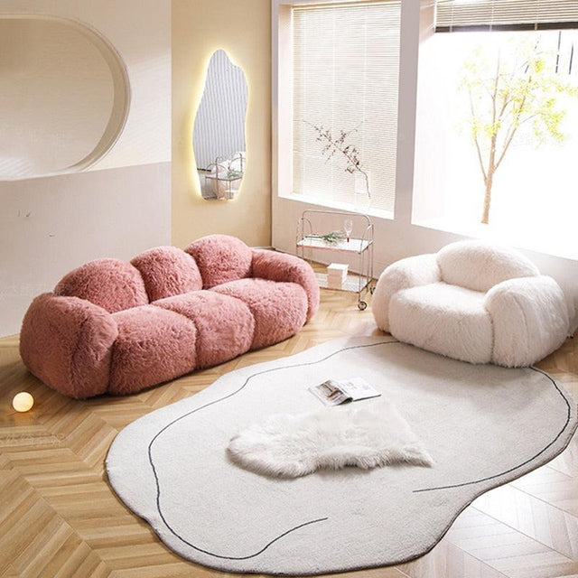 ChandeliersDecor.com-Sofa Set-Fluffy Furr 3 Seater Sofa Stretch Recliner Lazy Lounge Couch