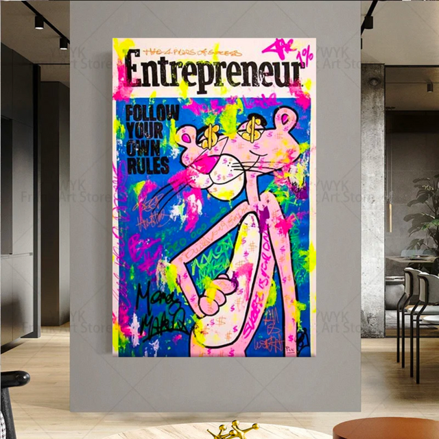 ChandeliersDecor.com-Wall Posters-Follow your Own Rules - Pink Panther Art