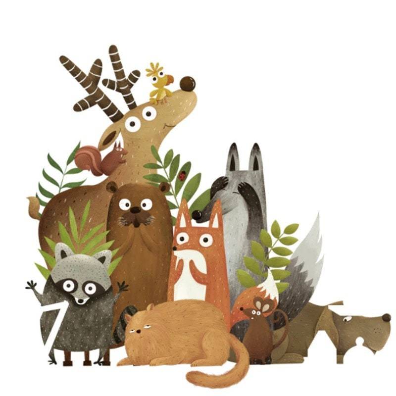 ChandeliersDecor.com-Home Decor Decals-Forest Animals Wall Decal: Transform Your Space