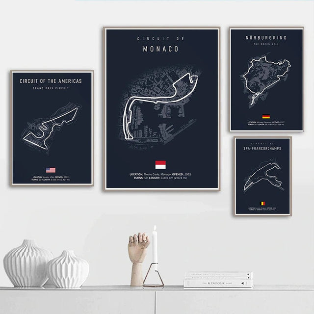 ChandeliersDecor.com-Racing Wall Art-Formula 1 Racing Track Poster: Rev Up Your Walls