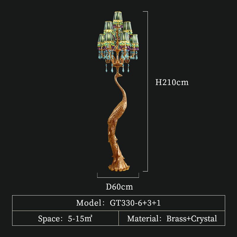 ChandeliersDecor.com-Floor Lamp-French Rococo Peacock Floor Lamp - Elegant Lighting