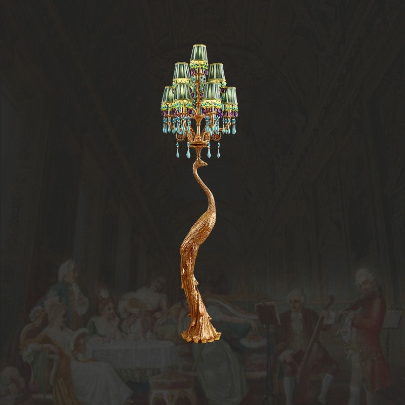 ChandeliersDecor.com-Floor Lamp-French Rococo Peacock Floor Lamp - Elegant Lighting