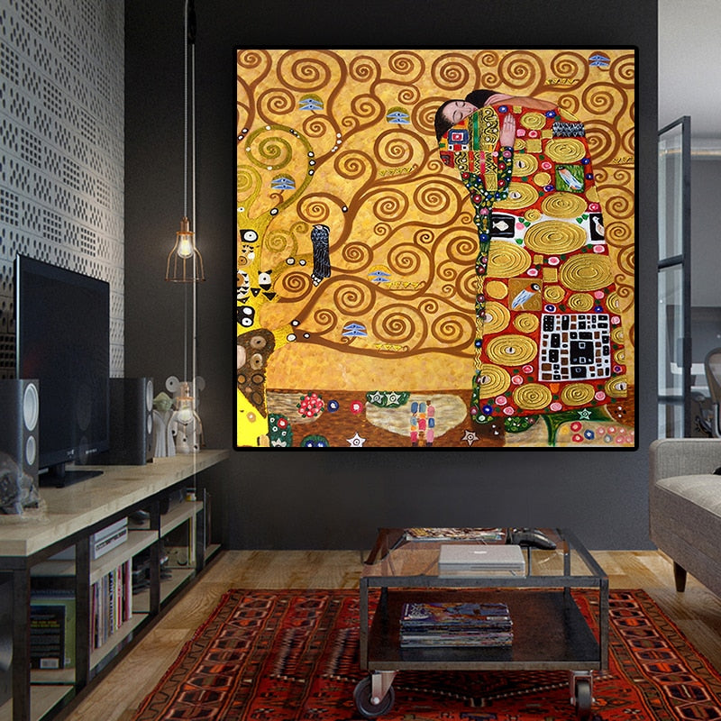 ChandeliersDecor.com-Wall Posters-Fulfilment By Gustav Klimt Reproduction Canvas Wall Art