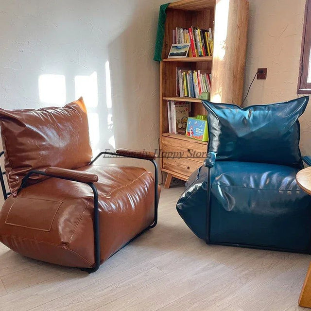 ChandeliersDecor.com-Sofa Chairs and Stools-Funda Single Leather Sofa Chair Set
