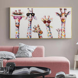 ChandeliersDecor.com-Wall Posters-Funny Art Giraffe Family Canvas Wall Art
