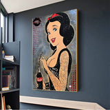 ChandeliersDecor.com-Wall Posters-Funny Disney Snow White Drink Canvas Wall Art