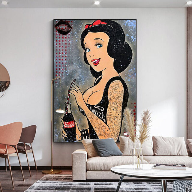 ChandeliersDecor.com-Wall Posters-Funny Disney Snow White Drink Canvas Wall Art