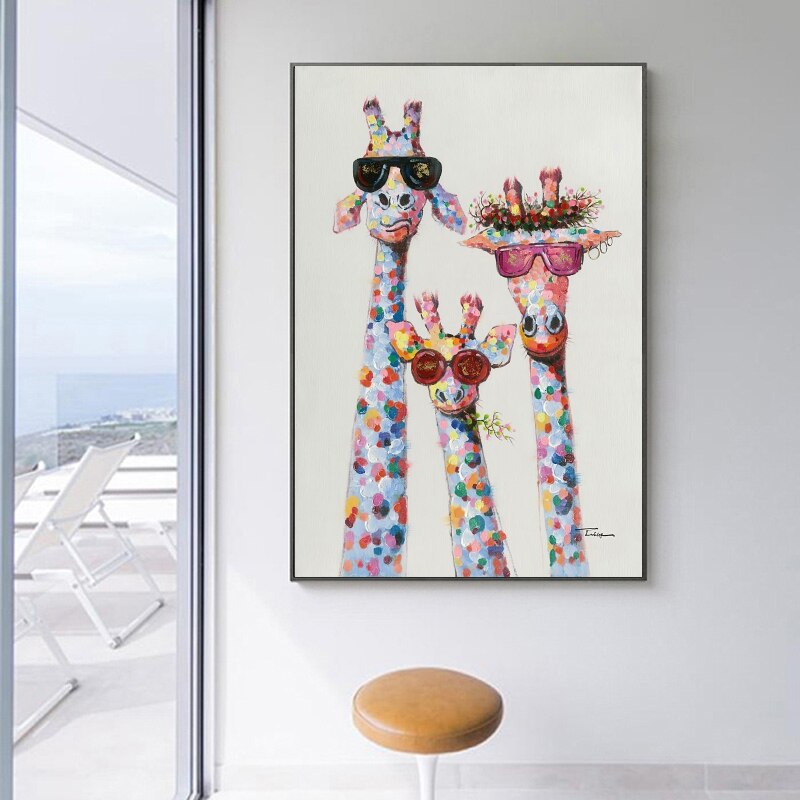 ChandeliersDecor.com-Wall Posters-Funny Giraffe Wearing Sunglasses Canvas Wall Art