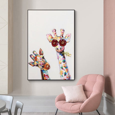 ChandeliersDecor.com-Wall Posters-Funny Giraffe Wearing Sunglasses Canvas Wall Art
