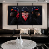 ChandeliersDecor.com-Wall Posters-Funny Masked Monkey Smoking Canvas Wall Art