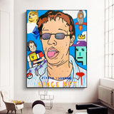 ChandeliersDecor.com-Wall Posters-Funny Street Graffiti Art Glasses Man Canvas Wall Art