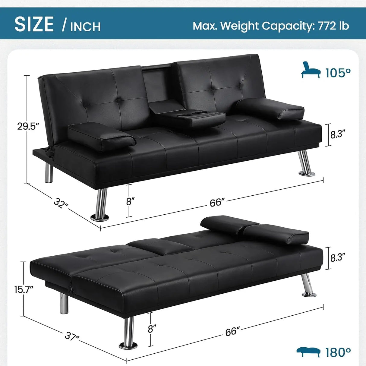ChandeliersDecor.com-Sofa Set-Futon Convertible Sofa Bed Sleeper Couch
