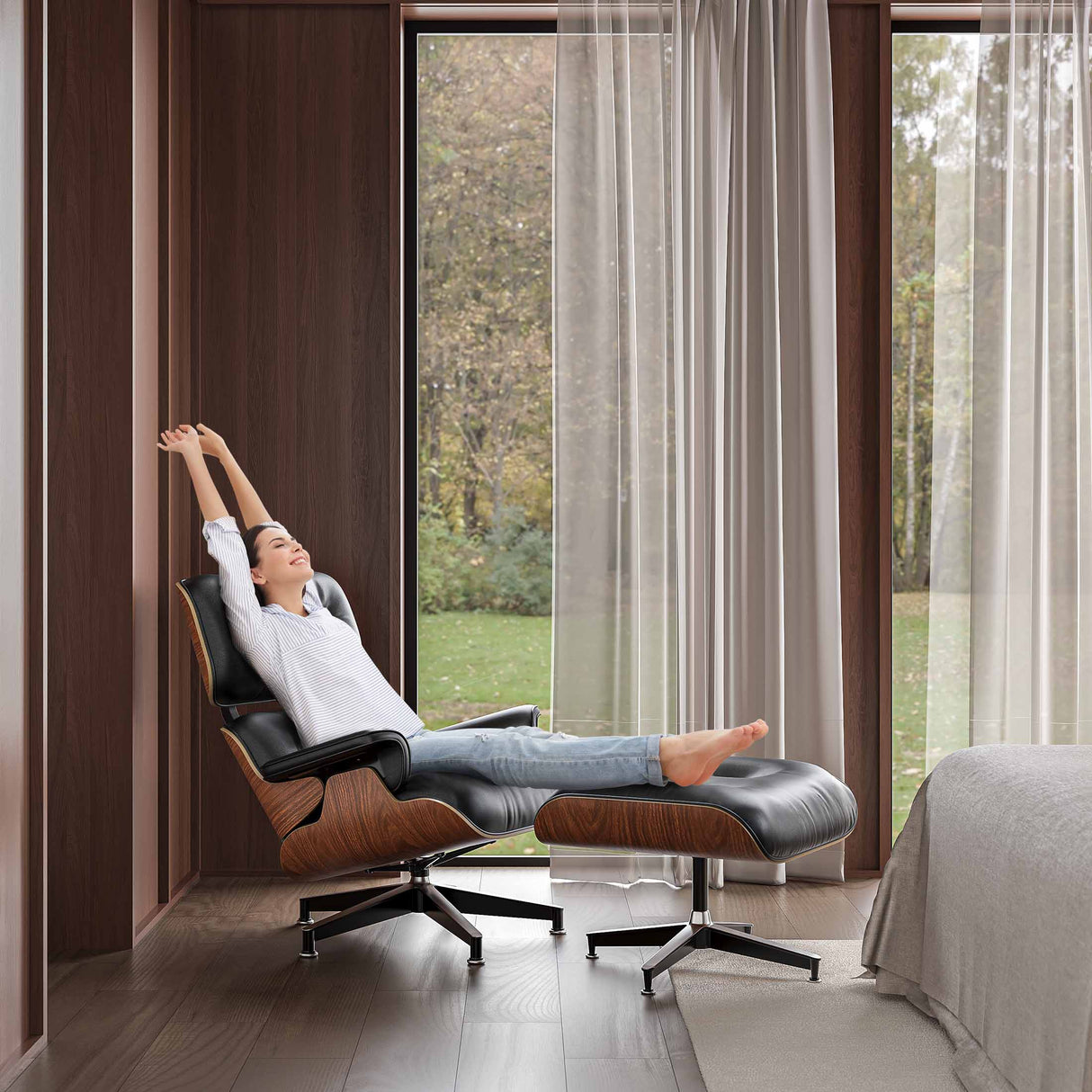 ChandeliersDecor.com-Recliners-Genuine Leather Lounge Recliner Chair: Authentic Quality