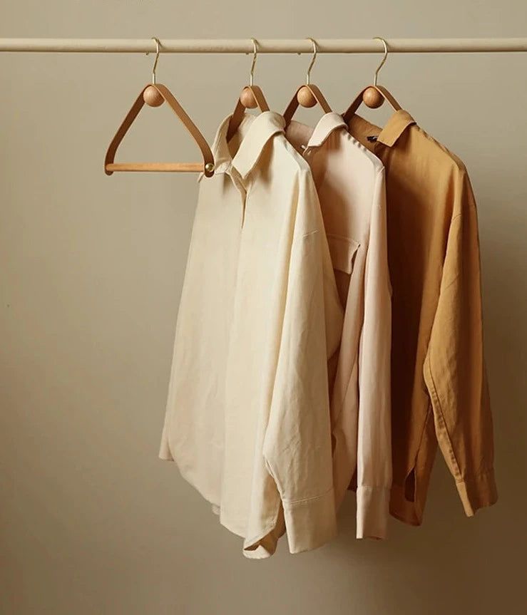 ChandeliersDecor.com-Drying Racks & Hangers-Genuine Leather Solid Oak Wood Hangers for Clothes