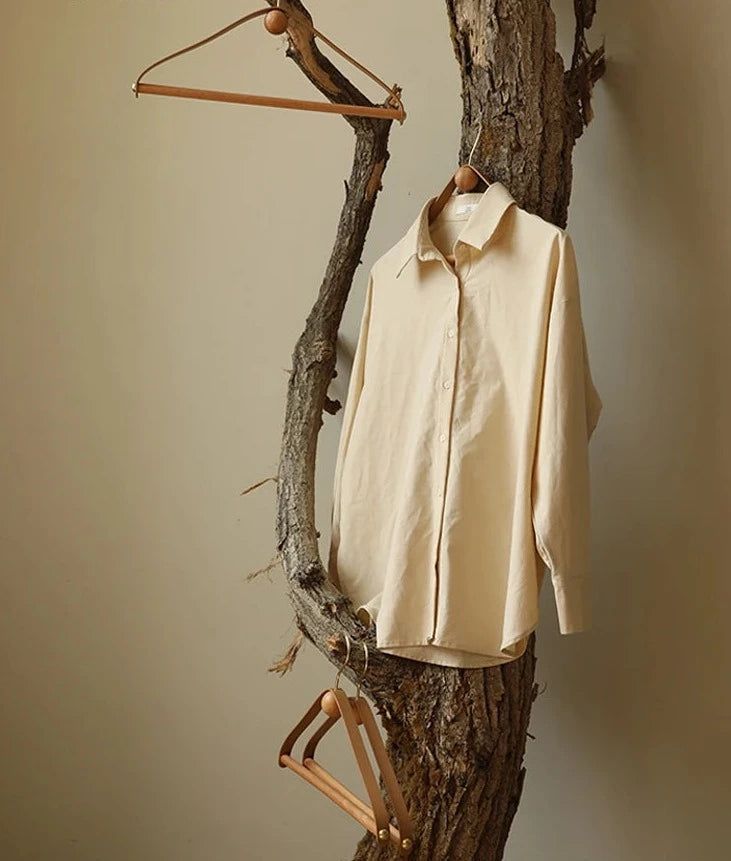 ChandeliersDecor.com-Drying Racks & Hangers-Genuine Leather Solid Oak Wood Hangers for Clothes