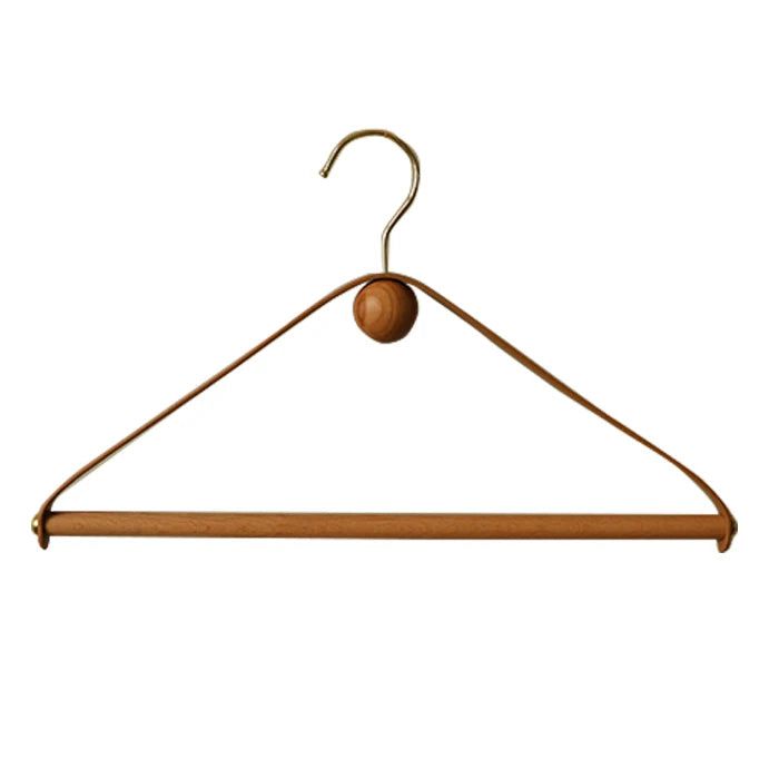 ChandeliersDecor.com-Drying Racks & Hangers-Genuine Leather Solid Oak Wood Hangers for Clothes