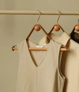 ChandeliersDecor.com-Drying Racks & Hangers-Genuine Leather Solid Oak Wood Hangers for Clothes