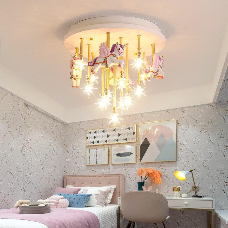ChandeliersDecor.com-Kids Room Nursery Lighting-Girls Merry Go Roond Horses Ceiling Light | Kids Room Decor Lights