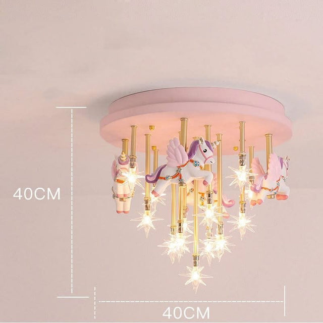 ChandeliersDecor.com-Kids Room Nursery Lighting-Girls Merry Go Roond Horses Ceiling Light | Kids Room Decor Lights