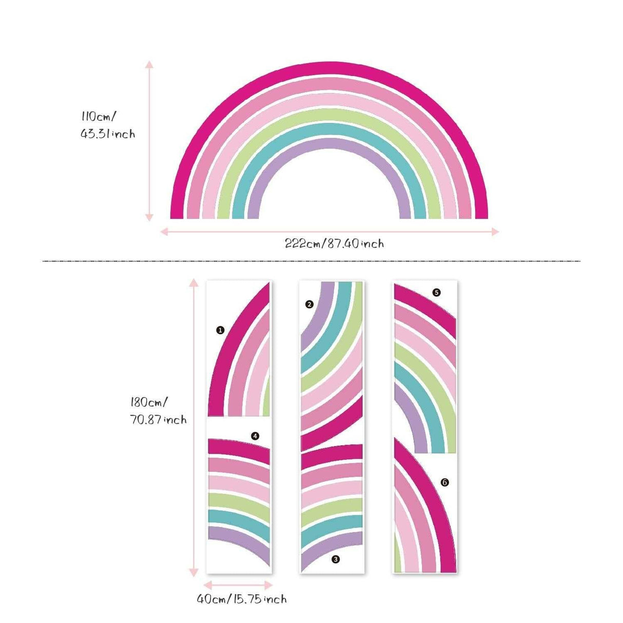 ChandeliersDecor.com-Girls Room Rainbow Wall Decal - Pink