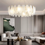 ChandeliersDecor.com-Chandeliers-Glass Feather Chandelier: Elegant Lighting Fixture