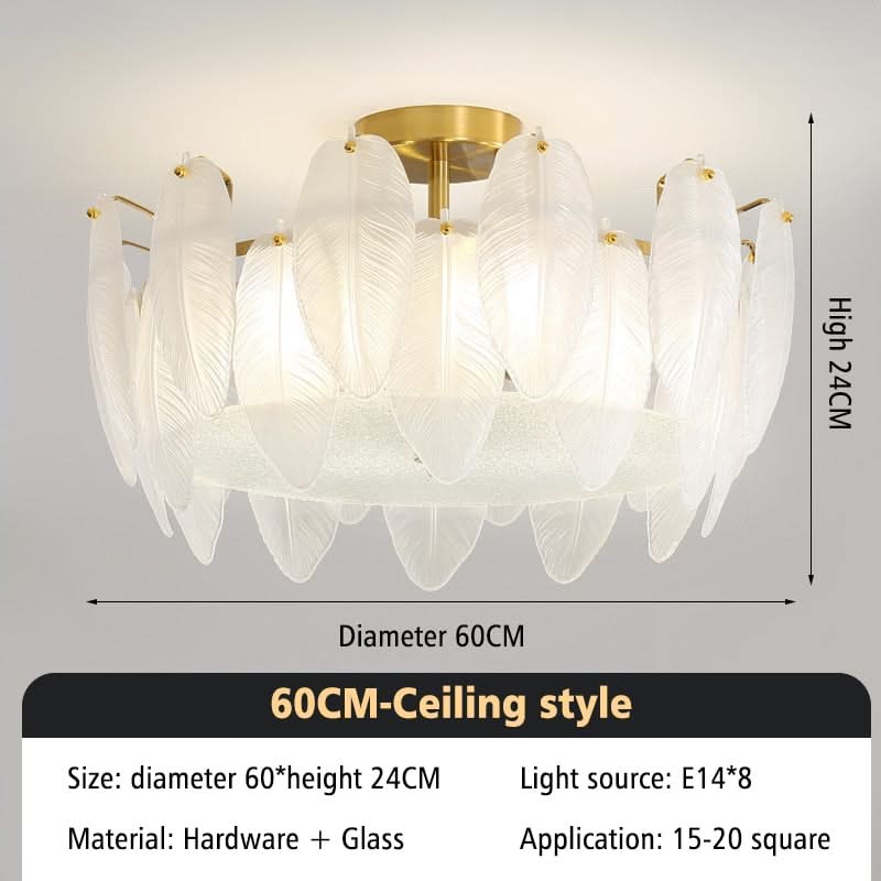 Glass Feather Chandelier: Elegant Lighting Fixture-ChandeliersDecor.com