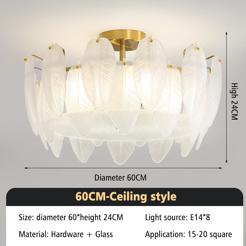ChandeliersDecor.com-Chandeliers-Glass Feather Chandelier: Elegant Lighting Fixture