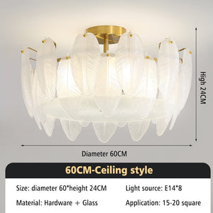 ChandeliersDecor.com-Chandeliers-Glass Feather Chandelier: Elegant Lighting Fixture
