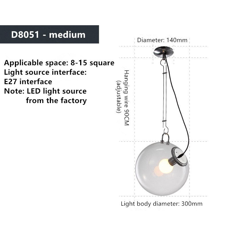 ChandeliersDecor.com-Pendant Lights-Glass Globe LED Hanging Light Chandelier