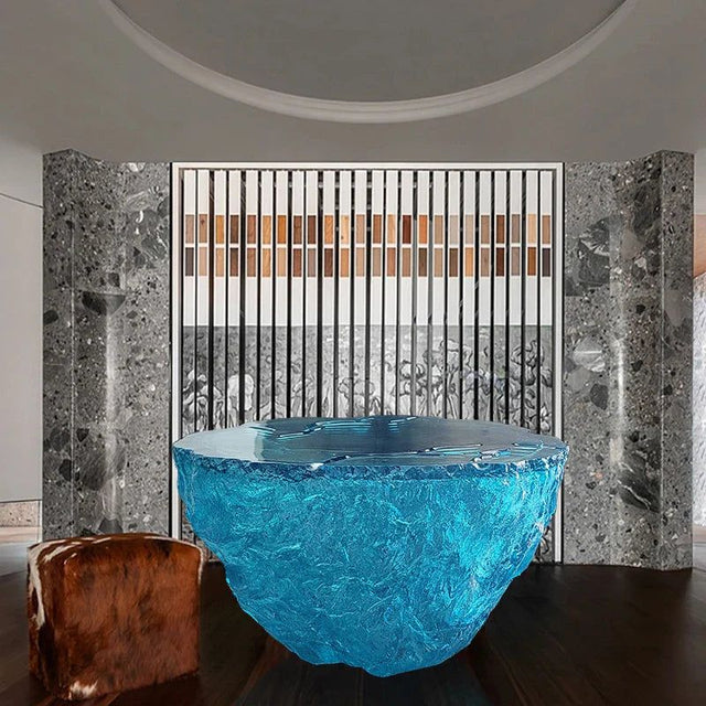 ChandeliersDecor.com-Coffee Tables-Glass Resin Rocky Glacier Designer Coffee Table