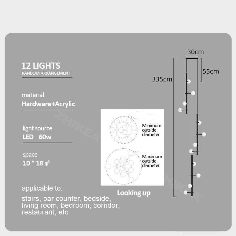 ChandeliersDecor.com-Staircase Chandelier-Globe Stems Chandelier: Exquisite Lighting Fixture