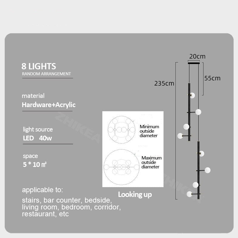 ChandeliersDecor.com-Staircase Chandelier-Globe Stems Chandelier: Exquisite Lighting Fixture