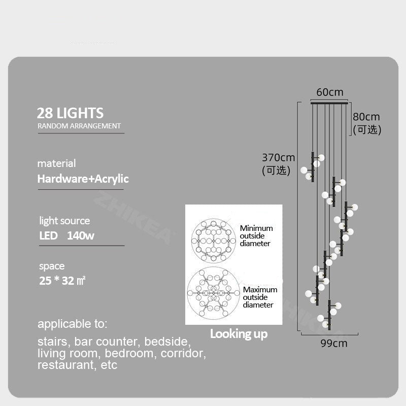 ChandeliersDecor.com-Staircase Chandelier-Globe Stems Chandelier: Exquisite Lighting Fixture