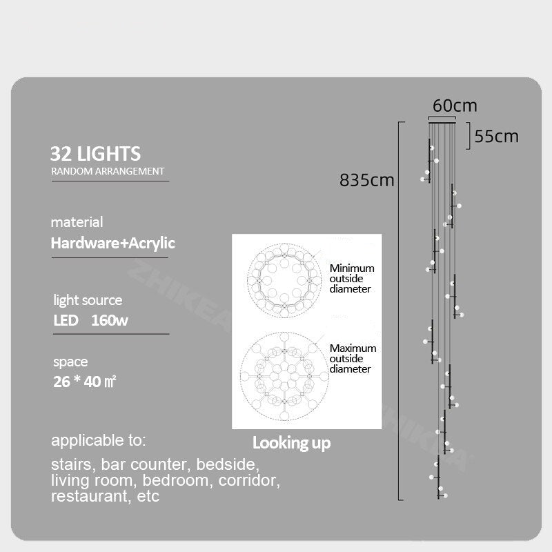 ChandeliersDecor.com-Staircase Chandelier-Globe Stems Chandelier: Exquisite Lighting Fixture