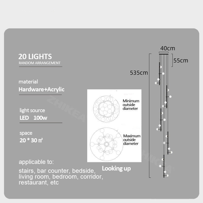 ChandeliersDecor.com-Staircase Chandelier-Globe Stems Chandelier: Exquisite Lighting Fixture