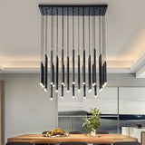 ChandeliersDecor.com-Chandeliers-Gold and Black Long Tubes LED Chandelier Light