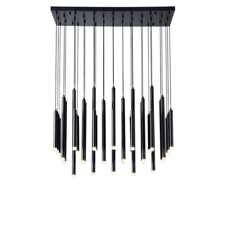 ChandeliersDecor.com-Chandeliers-Gold and Black Long Tubes LED Chandelier Light