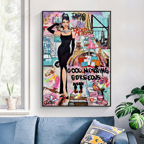 ChandeliersDecor.com-Wall Posters-Graffiti Art Hepburn Canvas Wall Art